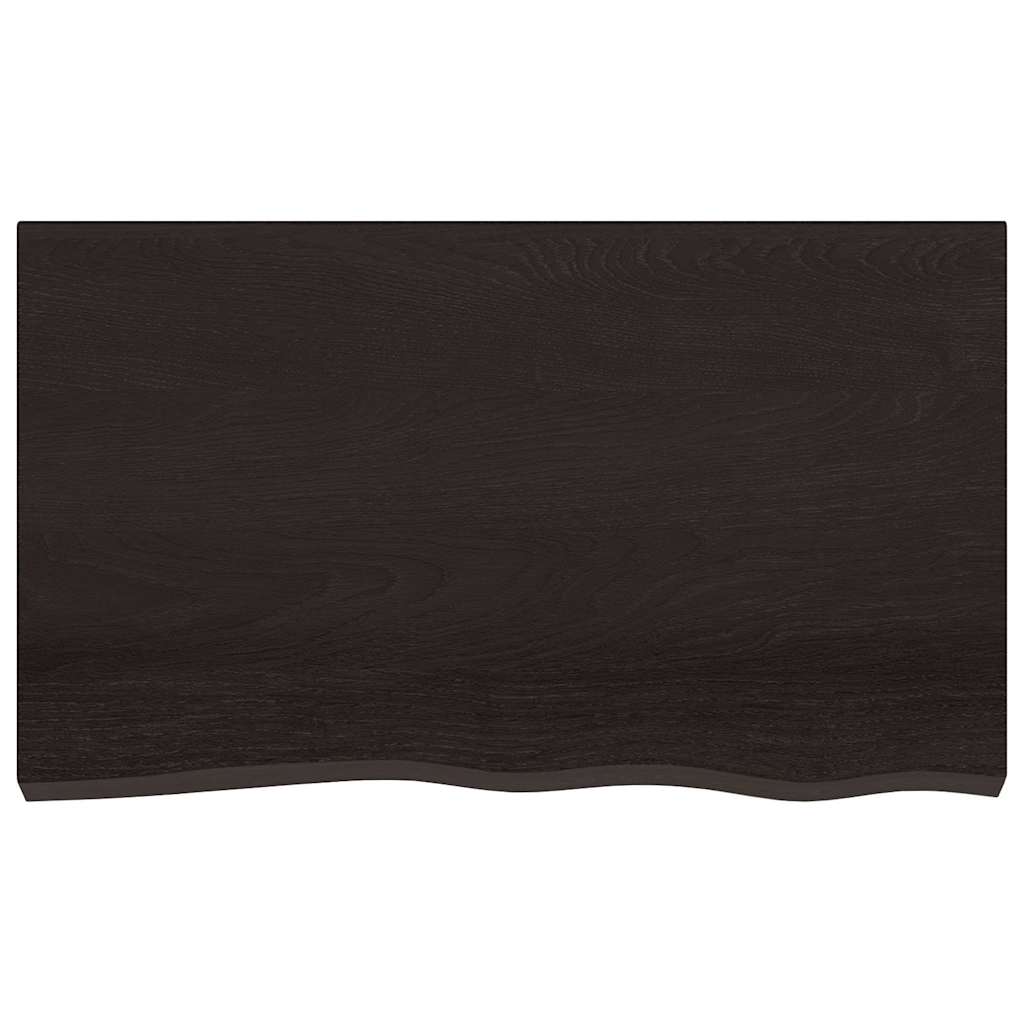 Tischplatte Dunkelbraun 100x60x2 cm Massivholz Eiche Behandelt