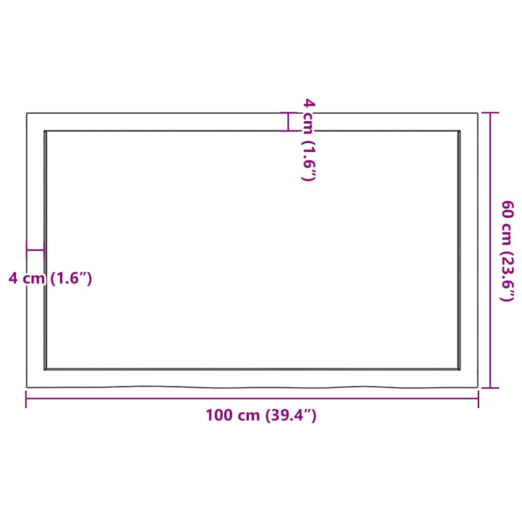 Tischplatte Dunkelbraun 100x60x(2-6)cm Massivholz Eiche