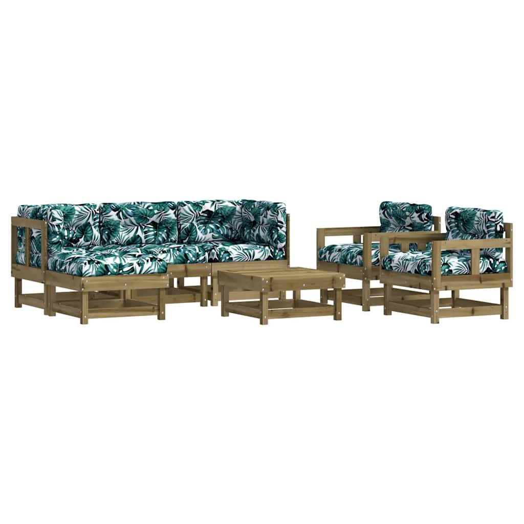 7-tlg. Garten-Lounge-Set mit Kissen Imprägniertes Kiefernholz