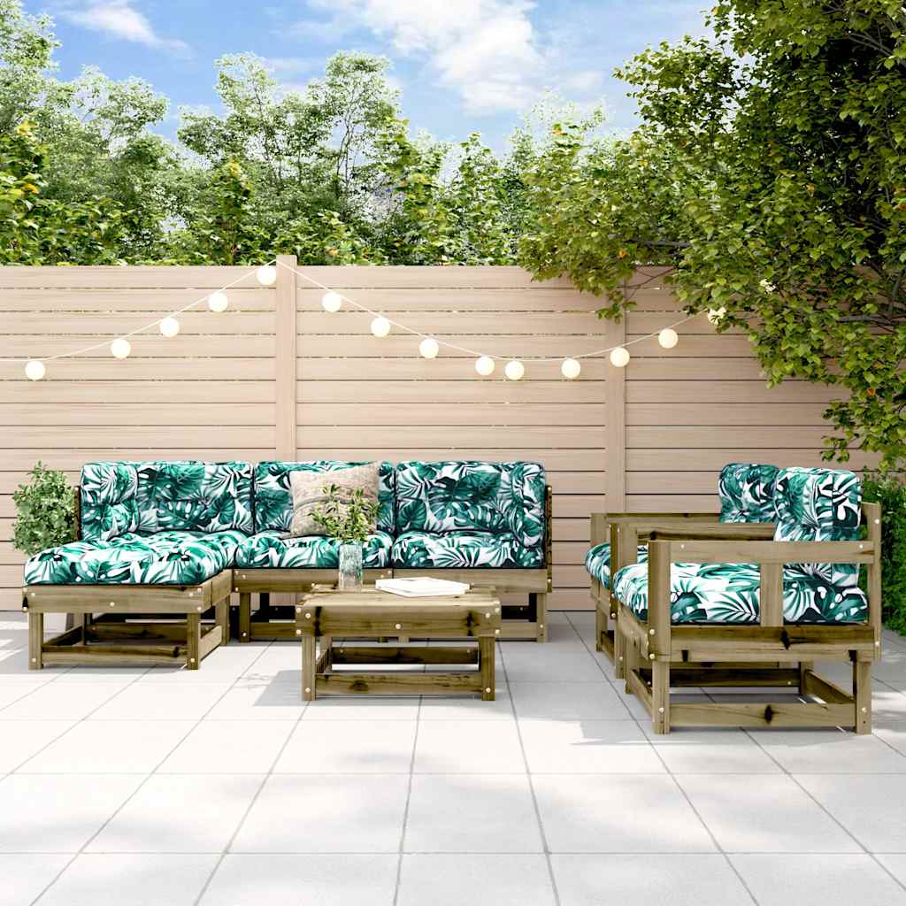7-tlg. Garten-Lounge-Set mit Kissen Imprägniertes Kiefernholz