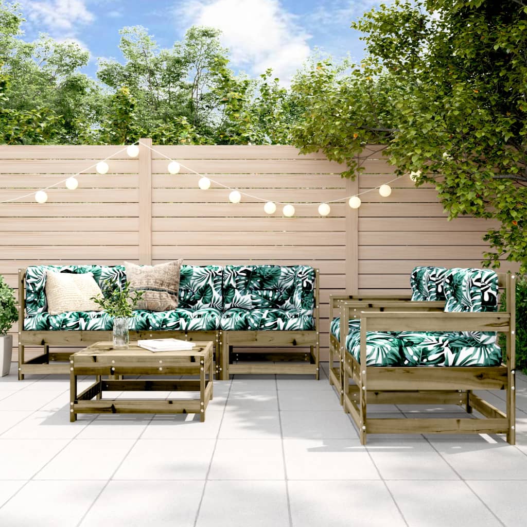 6-tlg. Garten-Lounge-Set mit Kissen Imprägniertes Kiefernholz
