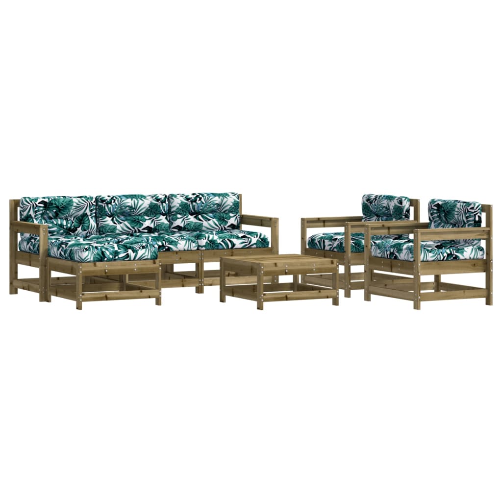 7-tlg. Garten-Lounge-Set mit Kissen Imprägniertes Kiefernholz