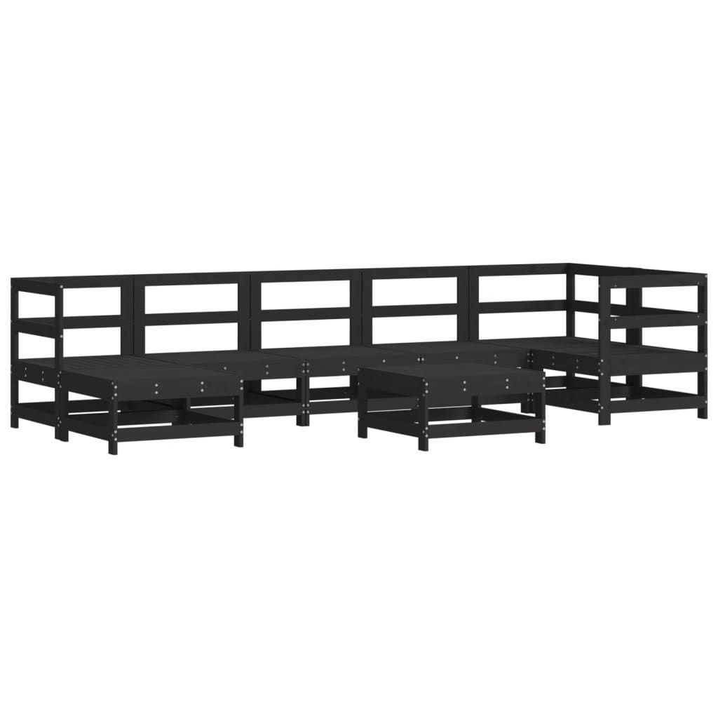 8-tlg. Garten-Lounge-Set mit Kissen Schwarz Massivholz