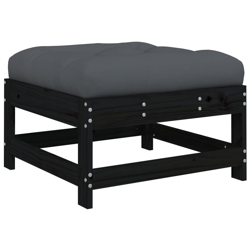 8-tlg. Garten-Lounge-Set mit Kissen Schwarz Massivholz