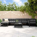 8-tlg. Garten-Lounge-Set mit Kissen Schwarz Massivholz