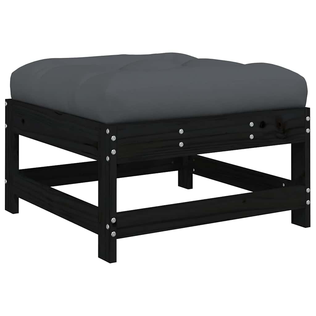 8-tlg. Garten-Lounge-Set mit Kissen Schwarz Massivholz