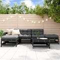 6-tlg. Garten-Lounge-Set mit Kissen Schwarz Massivholz
