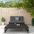 2-tlg. Garten-Lounge-Set mit Kissen Schwarz Massivholz