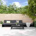 4-tlg. Garten-Lounge-Set mit Kissen Schwarz Massivholz