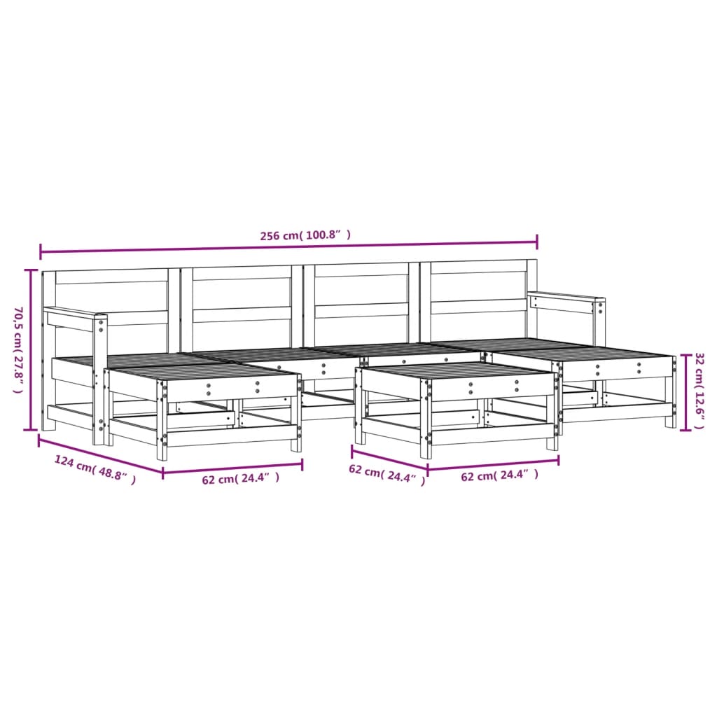 7-tlg. Garten-Lounge-Set Massivholz Douglasie