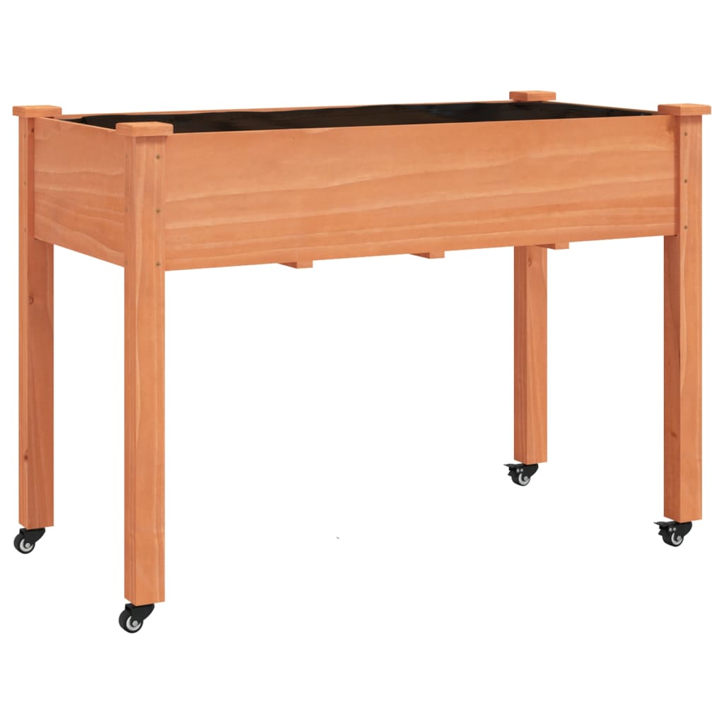 Pflanzkübel mit Einsatz und Rollen Braun 118x59x80cm Tannenholz