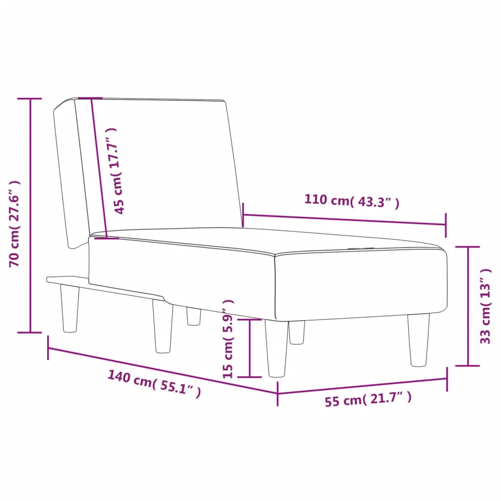 Chaiselongue Hellgrau Stoff