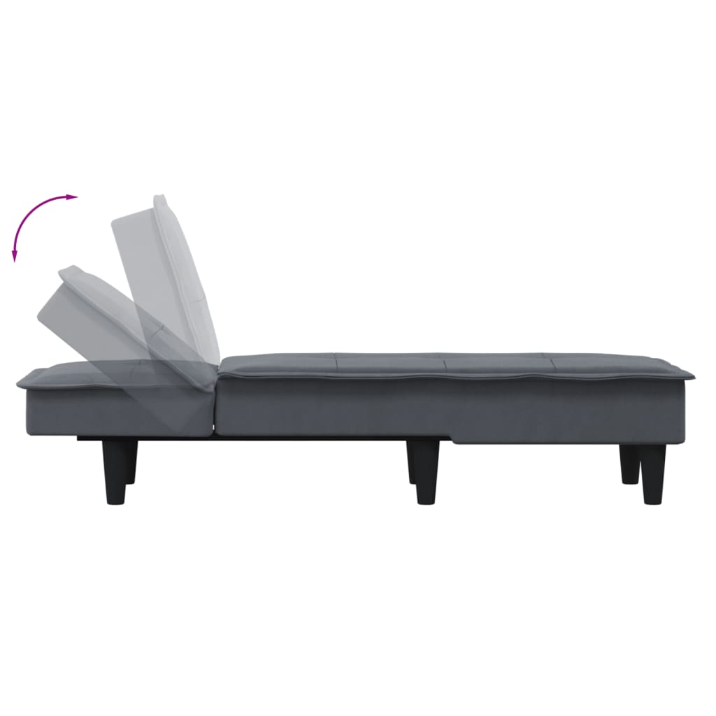 Chaiselongue Dunkelgrau Samt
