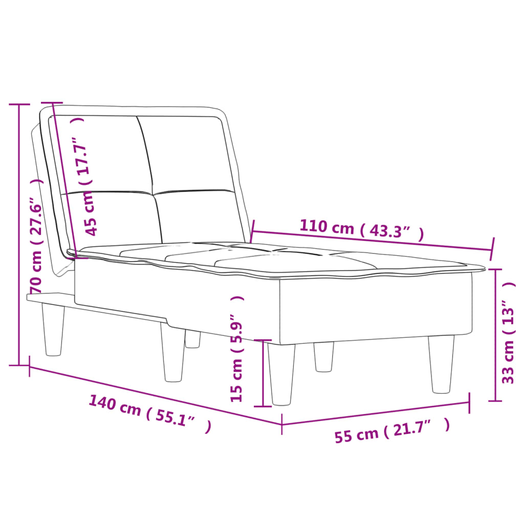 Chaiselongue Dunkelgrau Samt