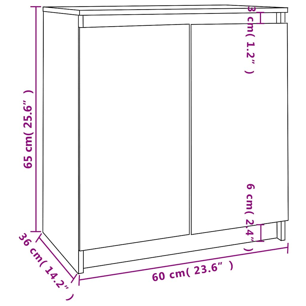 Beistellschrank Weiß 60x36x65 cm Massivholz Kiefer