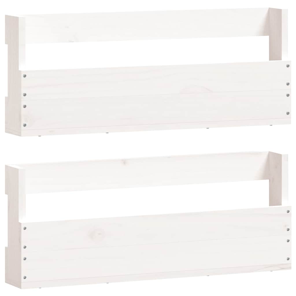 Wand-Schuhregale 2 Stk. Weiß 59x9x23 cm Massivholz Kiefer