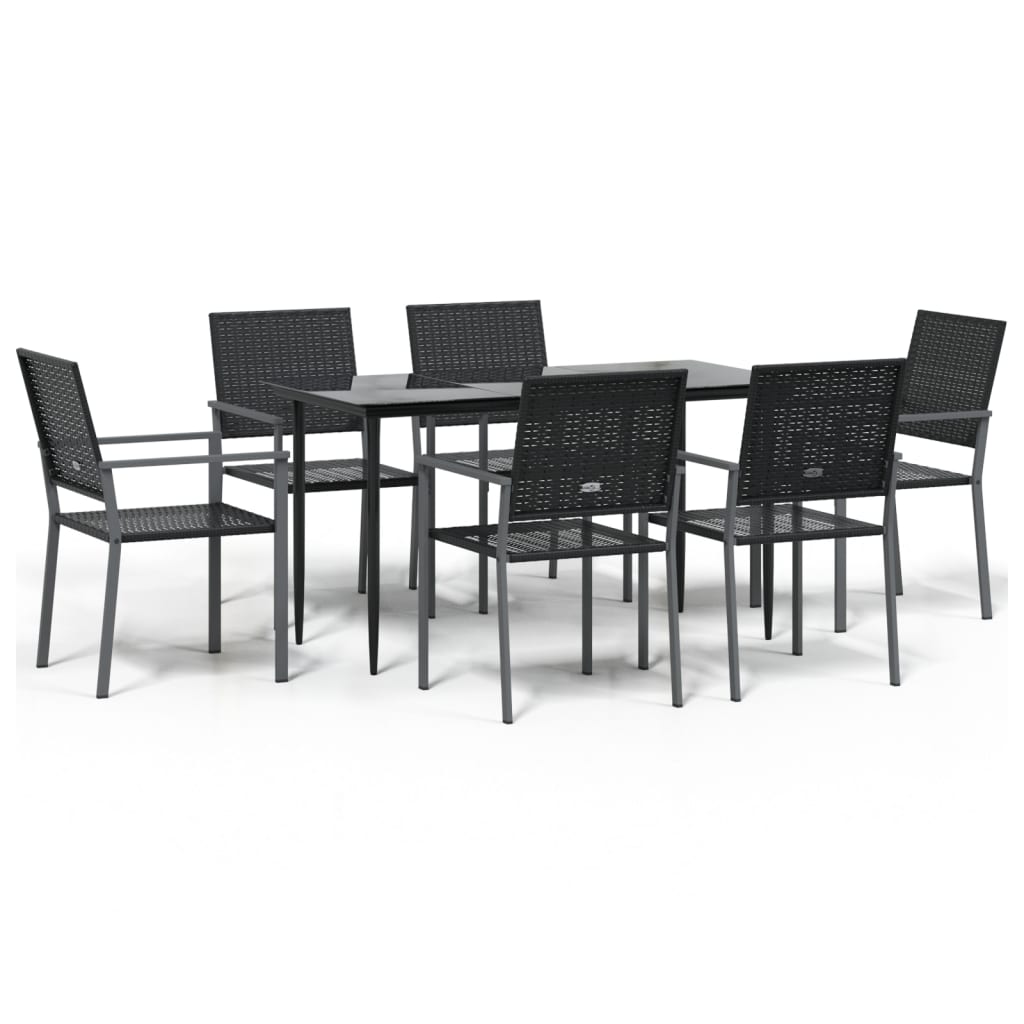 7-tlg. Garten-Essgruppe Poly Rattan und Stahl