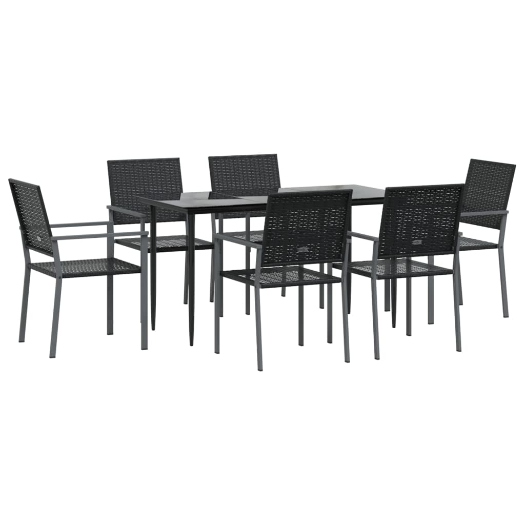 7-tlg. Garten-Essgruppe Poly Rattan und Stahl