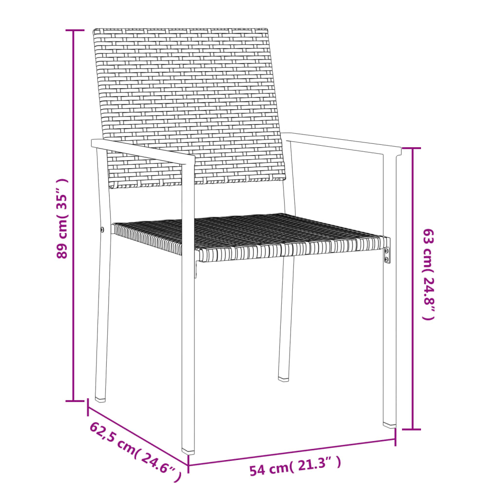 7-tlg. Garten-Essgruppe Poly Rattan und Stahl