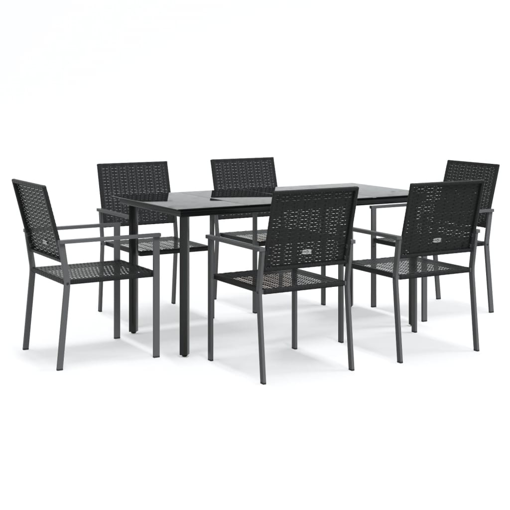 7-tlg. Garten-Essgruppe Poly Rattan und Stahl