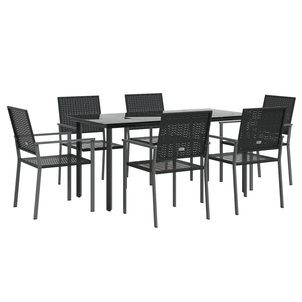 7-tlg. Garten-Essgruppe Poly Rattan und Stahl