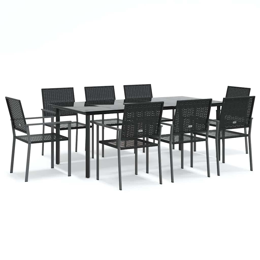 9-tlg. Garten-Essgruppe Poly Rattan und Stahl