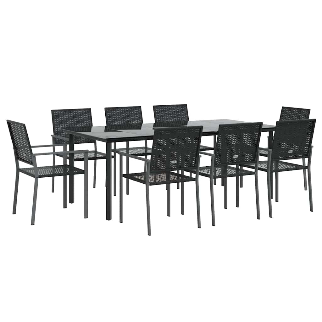 9-tlg. Garten-Essgruppe Poly Rattan und Stahl