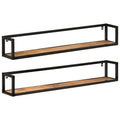 Wandregale 2 Stk. 110x17x17 cm Massivholz Mango und Eisen