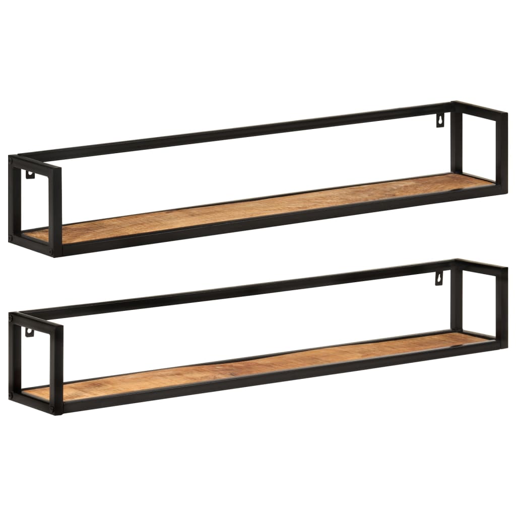 Wandregale 2 Stk. 110x17x17 cm Massivholz Mango und Eisen