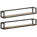 Wandregale 2 Stk. 110x17x17 cm Altholz Massiv und Eisen