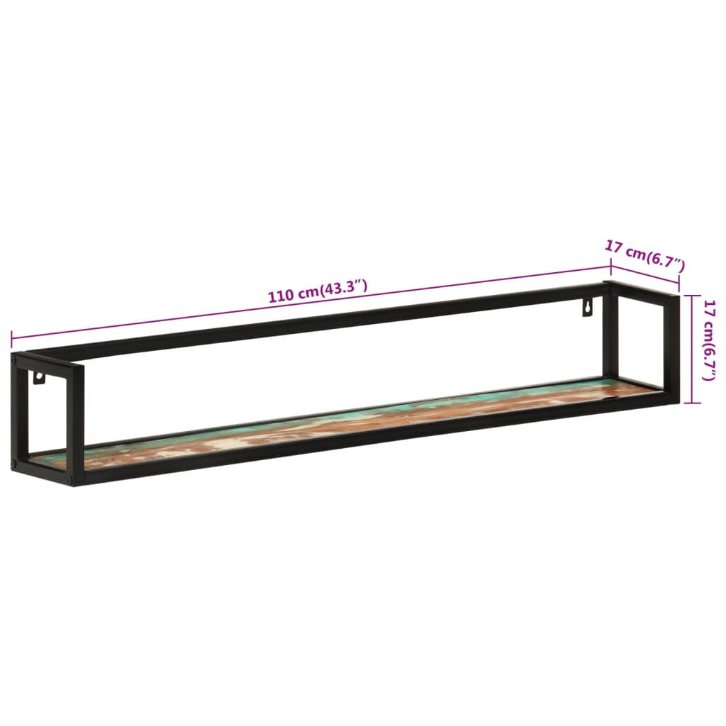 Wandregale 2 Stk. 110x17x17 cm Altholz Massiv und Eisen