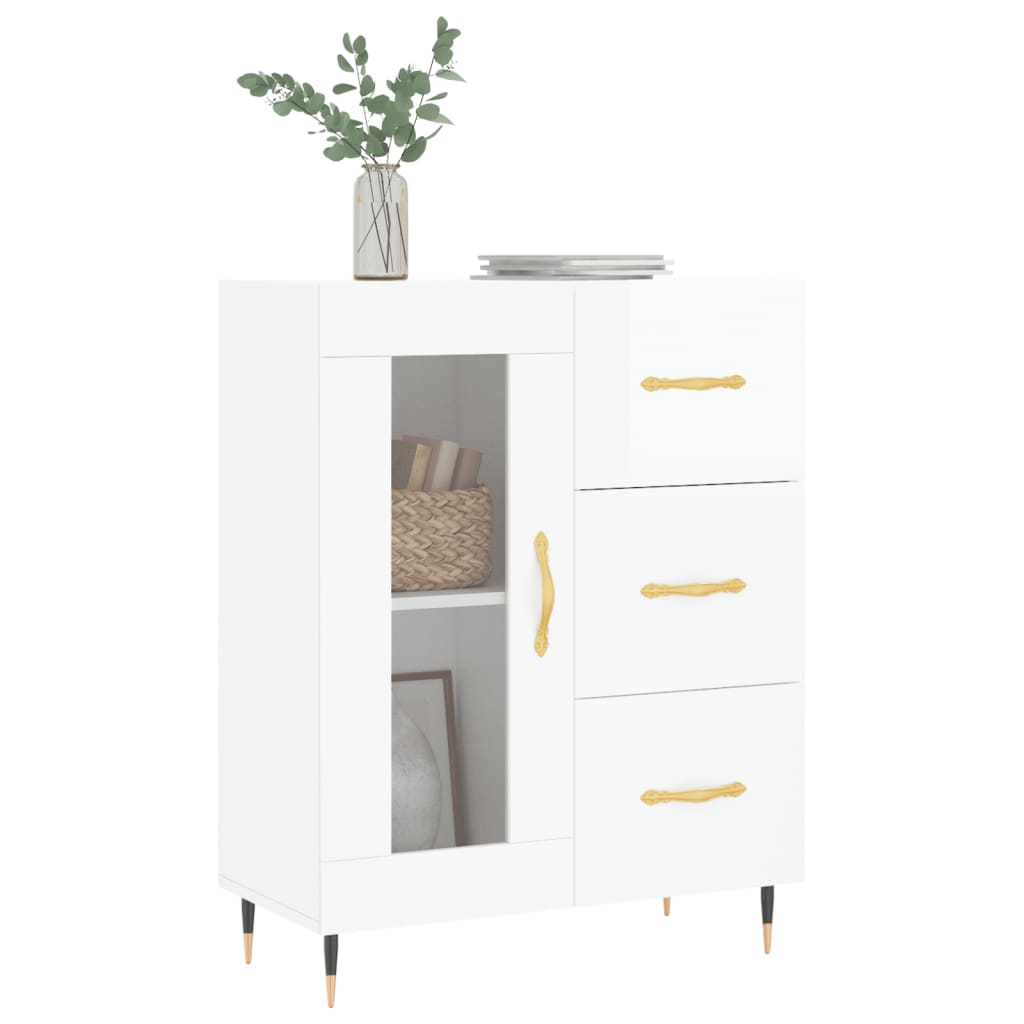 Sideboard Hochglanz-Weiß 69,5x34x90 cm Holzwerkstoff
