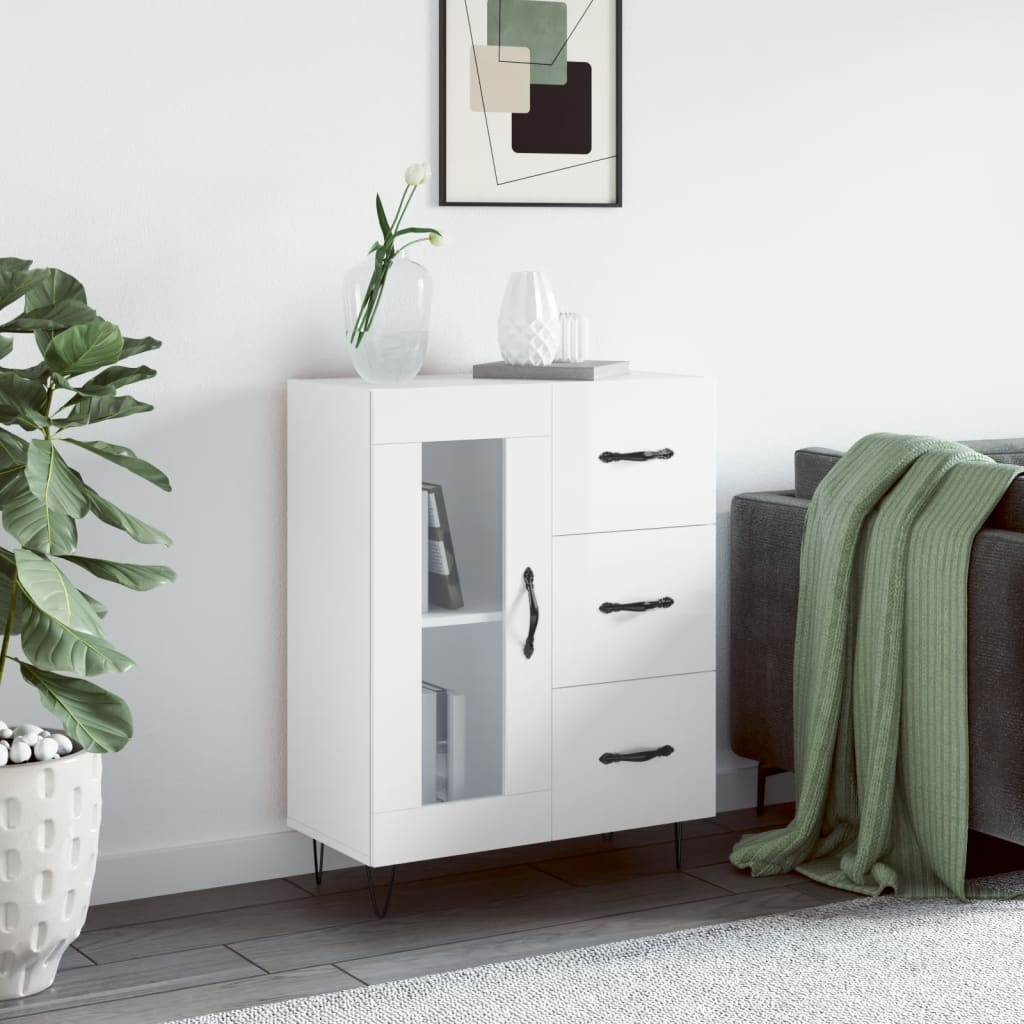 Sideboard Hochglanz-Weiß 69,5x34x90 cm Holzwerkstoff