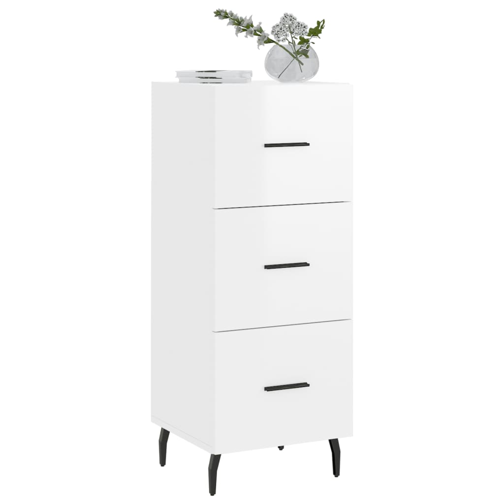 Sideboard Hochglanz-Weiß 34,5x34x90 cm Holzwerkstoff
