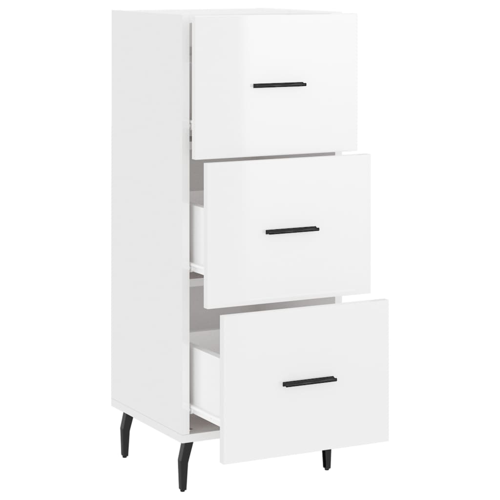 Sideboard Hochglanz-Weiß 34,5x34x90 cm Holzwerkstoff