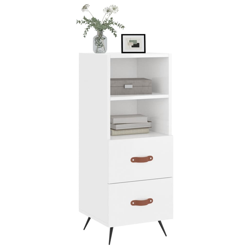 Sideboard Hochglanz-Weiß 34,5x34x90 cm Holzwerkstoff