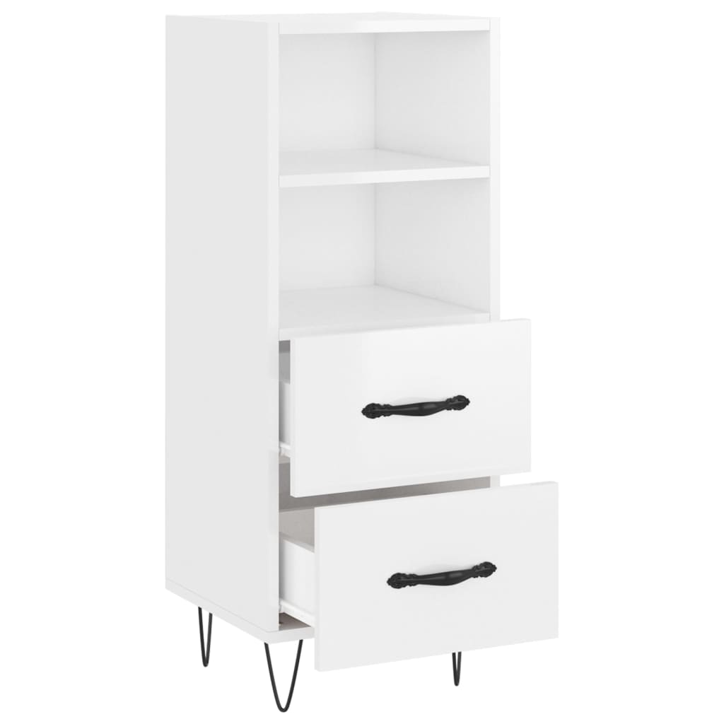 Sideboard Hochglanz-Weiß 34,5x34x90 cm Holzwerkstoff