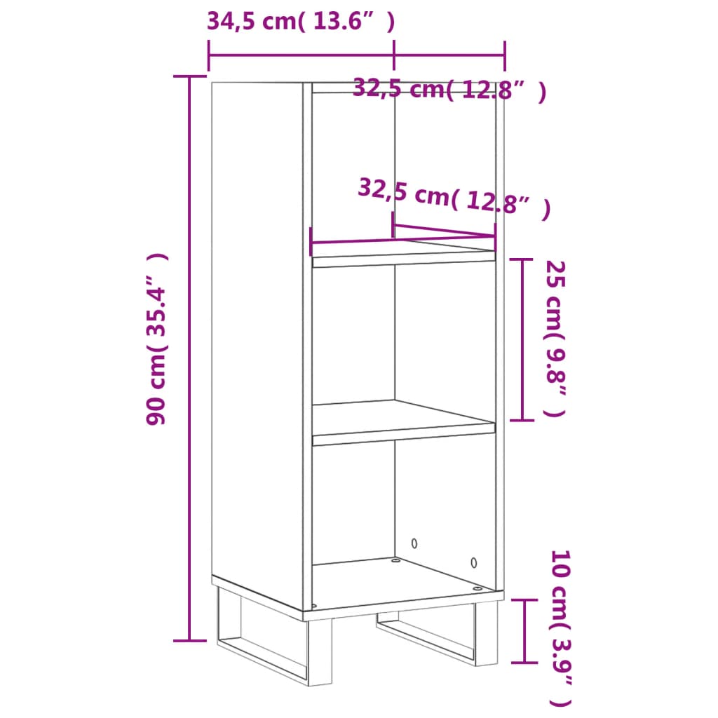 Sideboard Betongrau 34,5x32,5x90 cm Holzwerkstoff