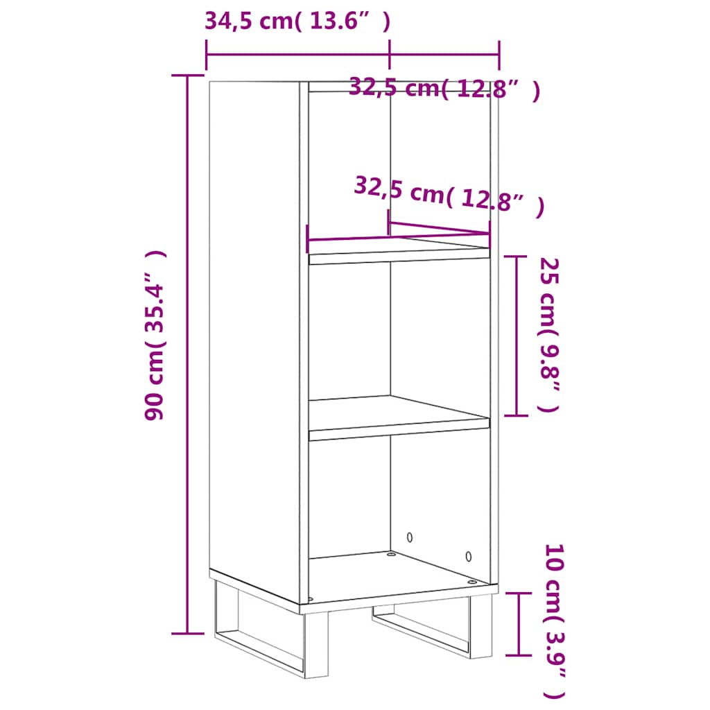 Sideboard Grau Sonoma 34,5x32,5x90 cm Holzwerkstoff