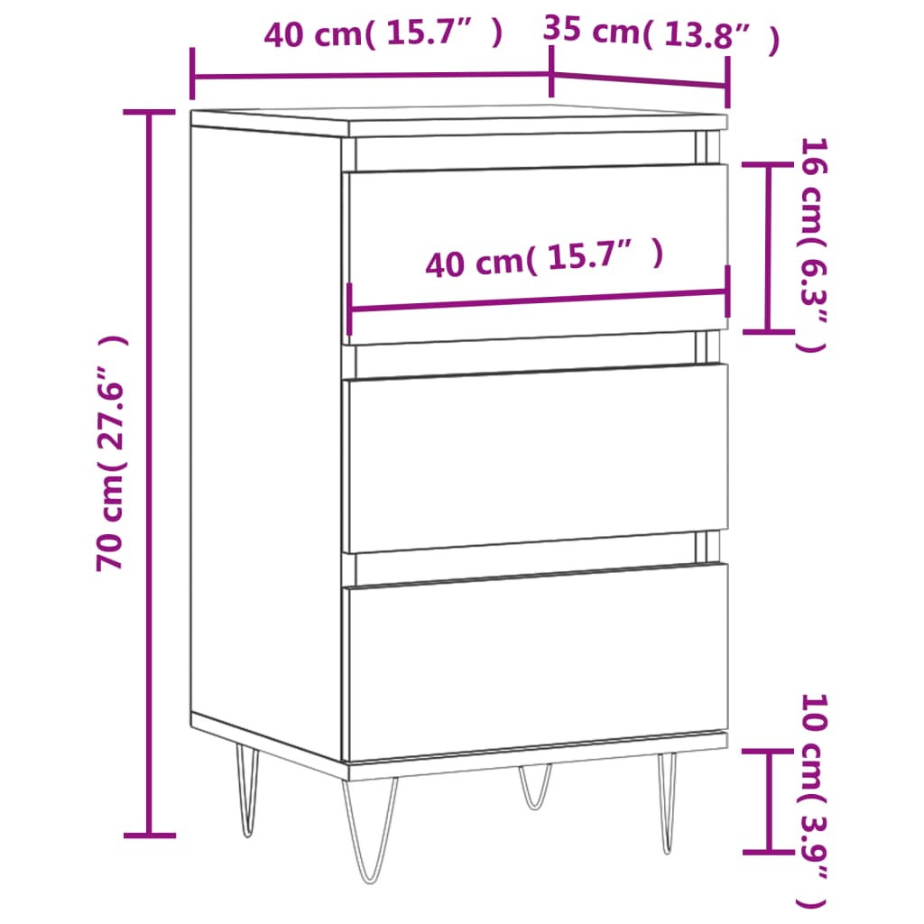 Sideboard Grau Sonoma 40x35x70 cm Holzwerkstoff