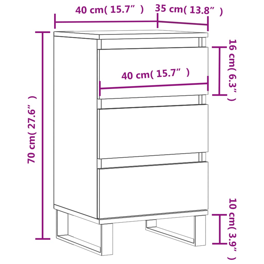Sideboard Betongrau 40x35x70 cm Holzwerkstoff