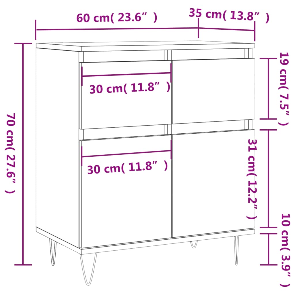 Sideboard Räuchereiche 60x35x70 cm Holzwerkstoff