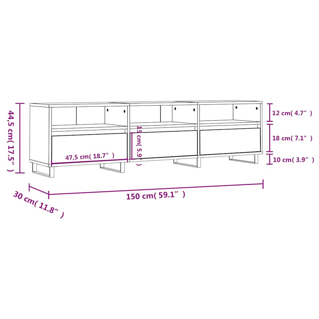 TV-Schrank Weiß 150x30x44,5 cm Holzwerkstoff