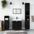Badschrank Schwarz 30x30x190 cm Holzwerkstoff