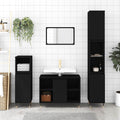 Badschrank Schwarz 30x30x100 cm Holzwerkstoff
