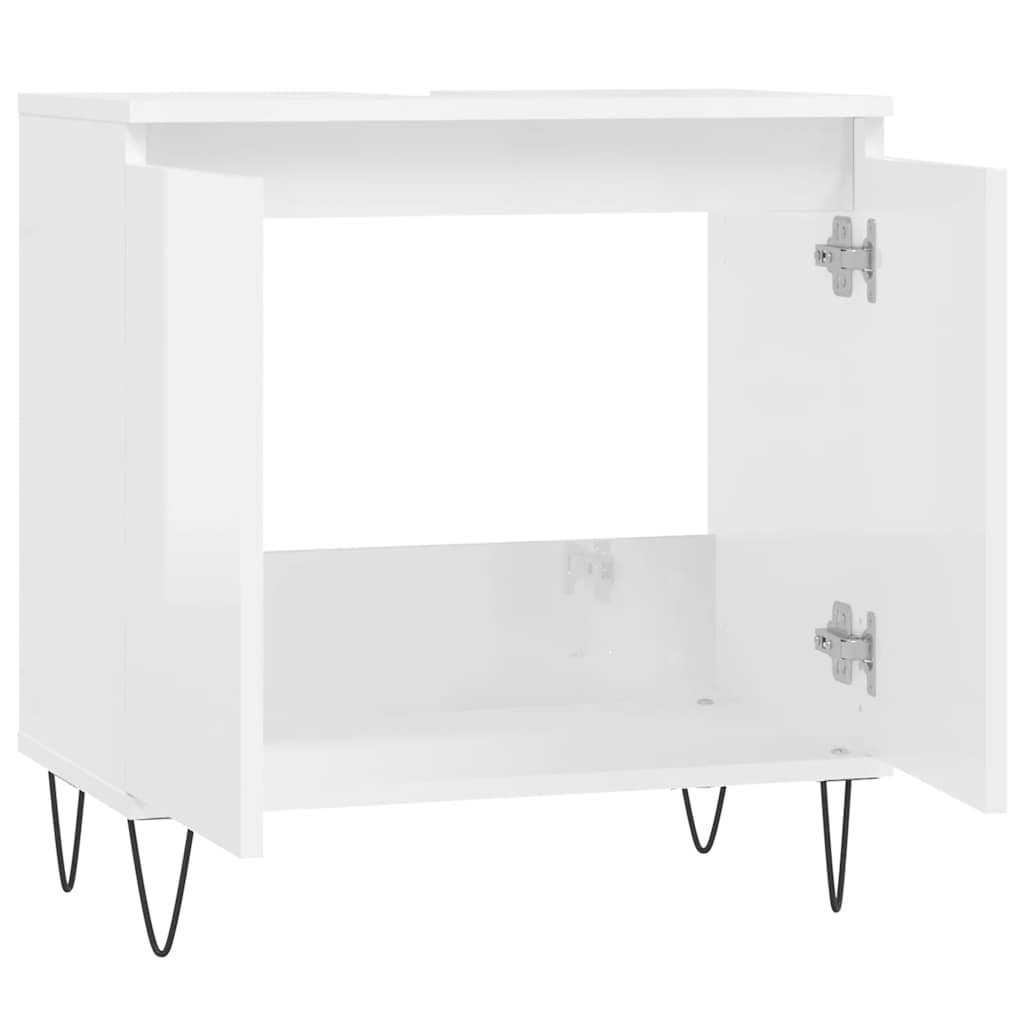 Badschrank Hochglanz-Weiß 58x33x60 cm Holzwerkstoff