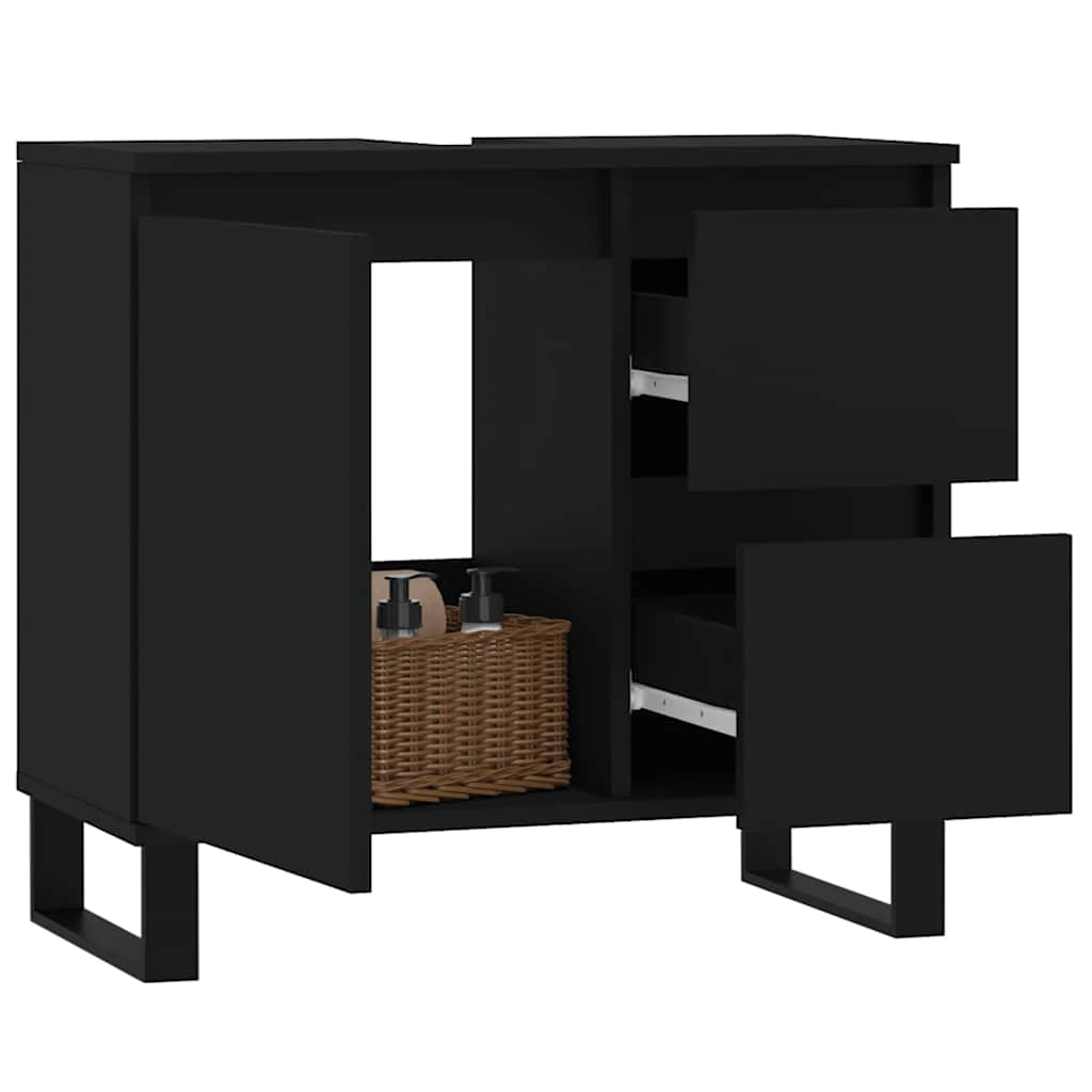 Badschrank Schwarz 65x33x60 cm Holzwerkstoff