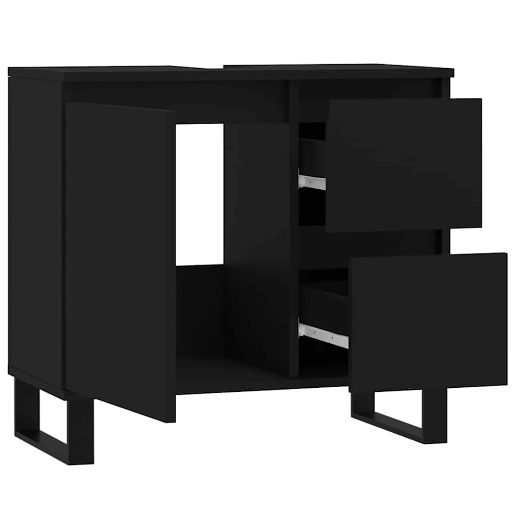 Badschrank Schwarz 65x33x60 cm Holzwerkstoff
