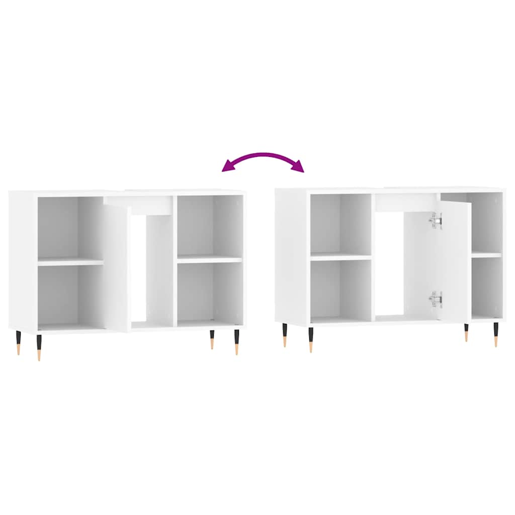 Badschrank Weiß 80x33x60 cm Holzwerkstoff