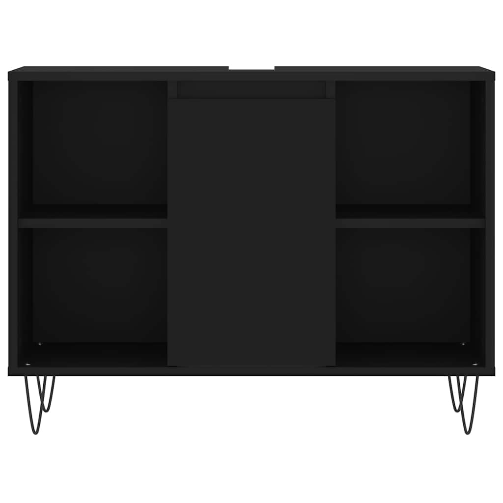 Badschrank Schwarz 80x33x60 cm Holzwerkstoff